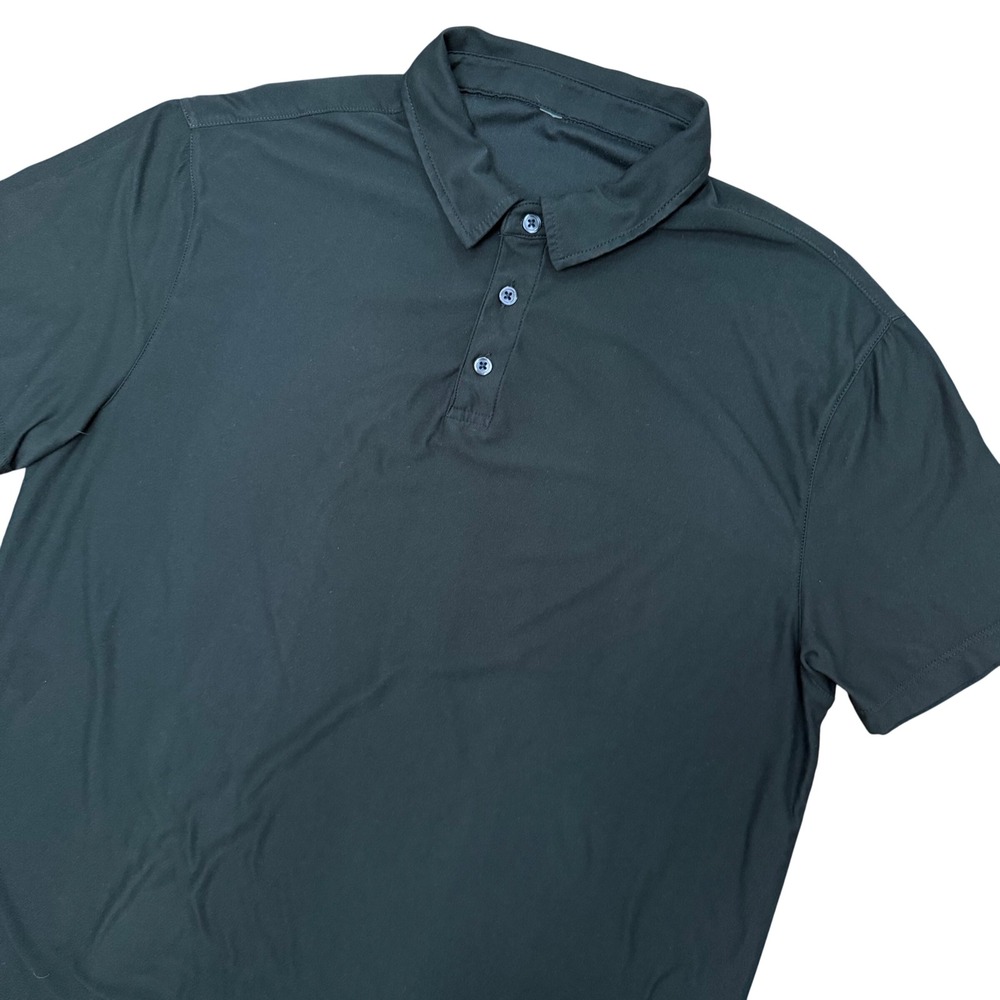 Vuori Strato Tech Polo Men Large Black Short Sleeve Performance Athletic Shirt